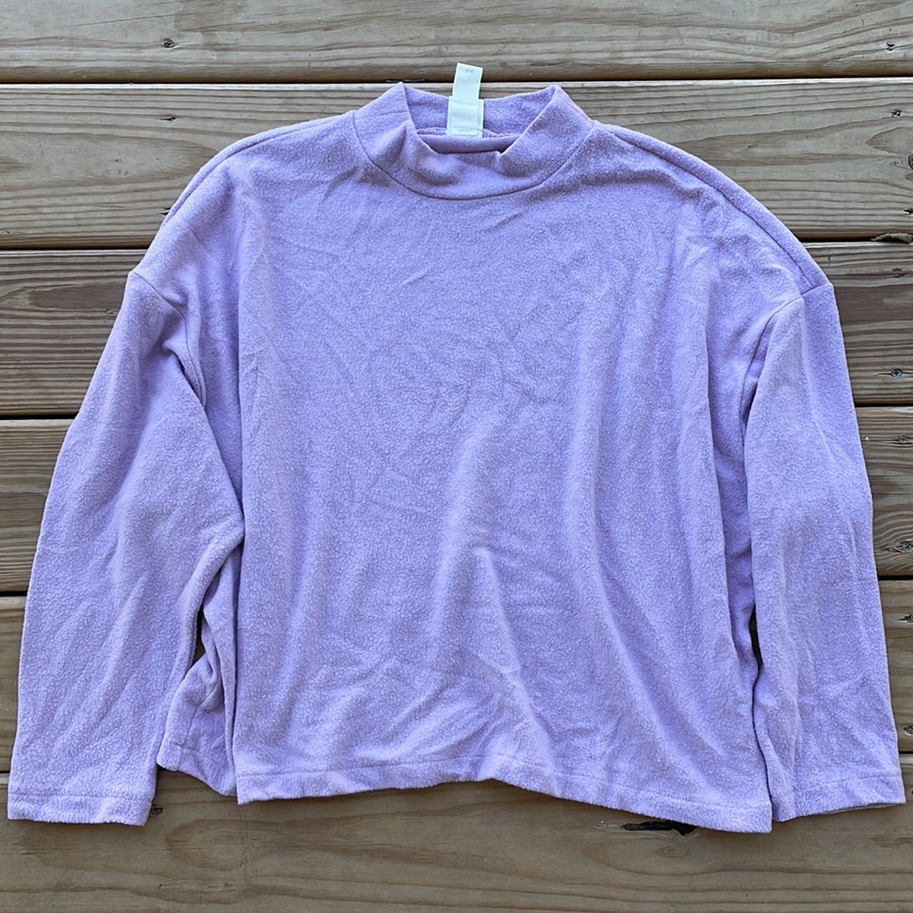H&M Lavender Mock Neck Fleece Top